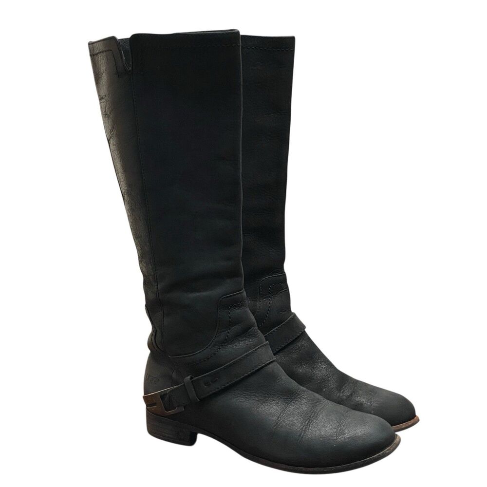 UGG Channing II Riding Boots Women's Size 7.5 Black Leather Equestrian